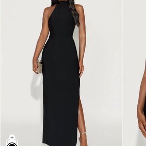 Fashion Nova Black Halter Maxi Dress